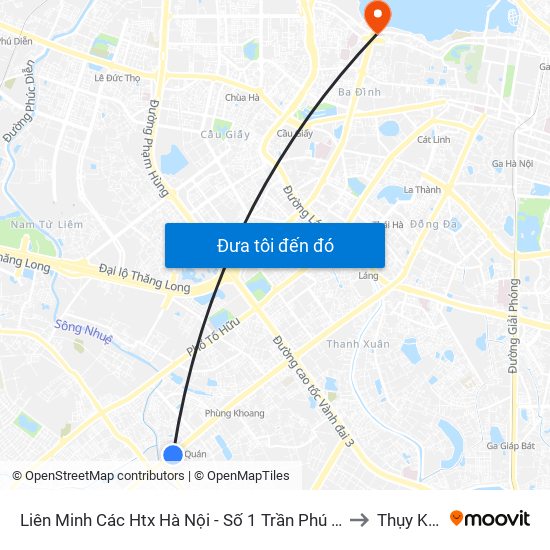 Liên Minh Các Htx Hà Nội - Số 1 Trần Phú (Hà Đông) to Thụy Khuê map