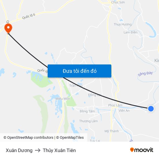 Xuân Dương to Thủy Xuân Tiên map