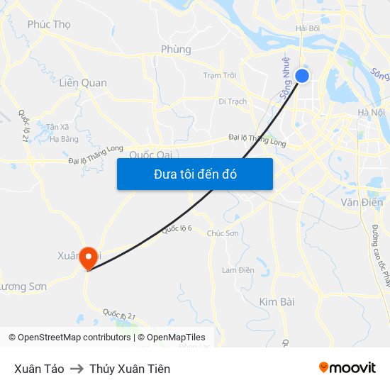 Xuân Tảo to Thủy Xuân Tiên map