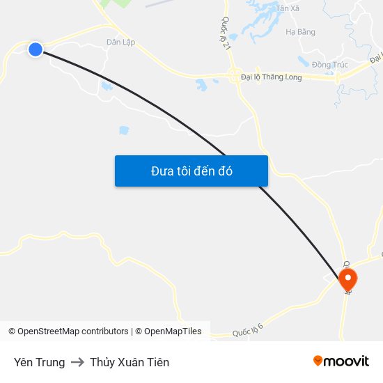 Yên Trung to Thủy Xuân Tiên map