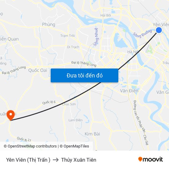 Yên Viên (Thị Trấn ) to Thủy Xuân Tiên map