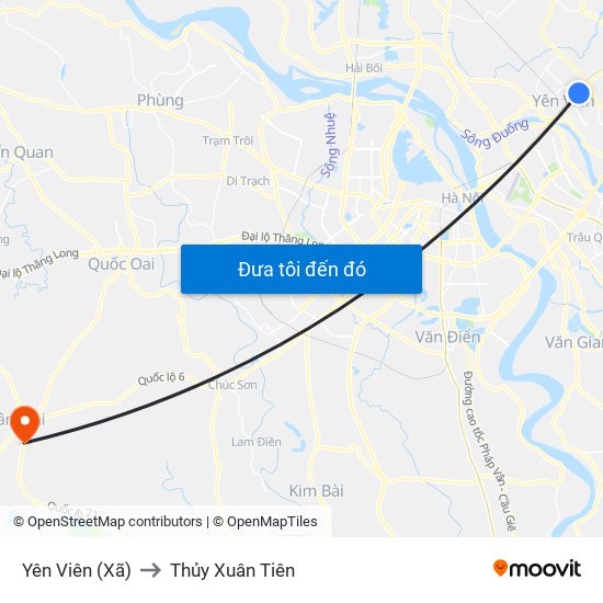 Yên Viên (Xã) to Thủy Xuân Tiên map