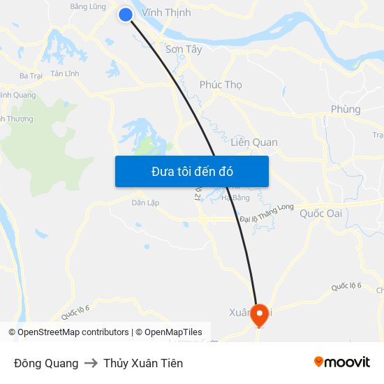 Đông Quang to Thủy Xuân Tiên map