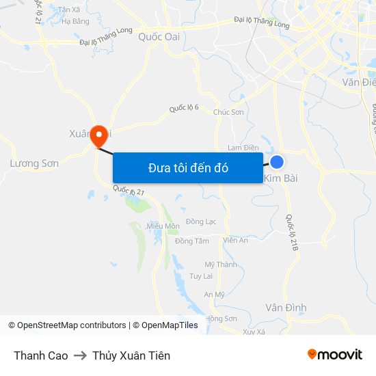 Thanh Cao to Thủy Xuân Tiên map