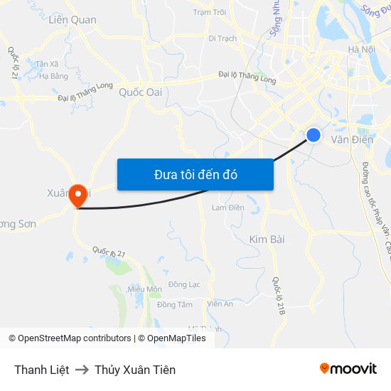 Thanh Liệt to Thủy Xuân Tiên map