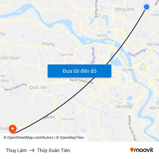 Thuỵ Lâm to Thủy Xuân Tiên map