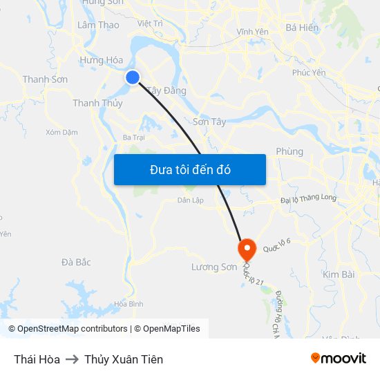 Thái Hòa to Thủy Xuân Tiên map