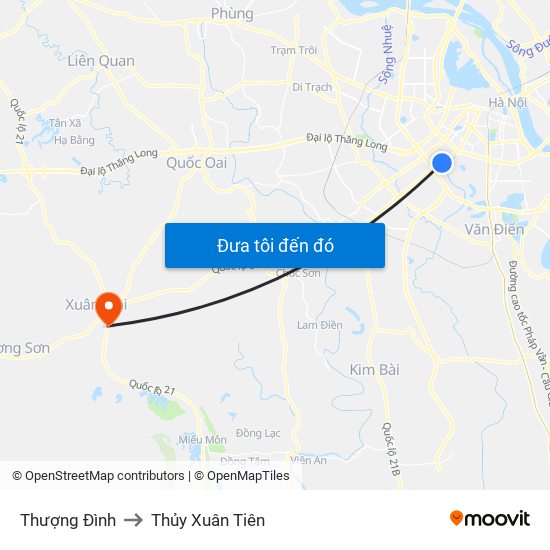 Thượng Đình to Thủy Xuân Tiên map