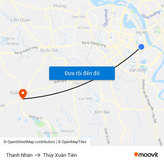 Thanh Nhàn to Thủy Xuân Tiên map