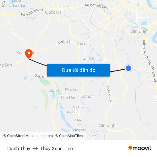 Thanh Thùy to Thủy Xuân Tiên map