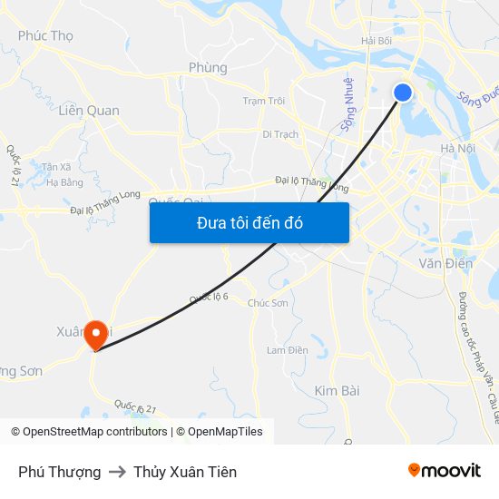 Phú Thượng to Thủy Xuân Tiên map