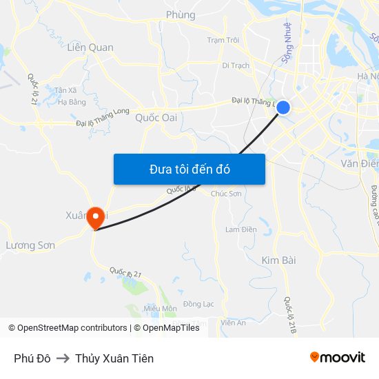 Phú Đô to Thủy Xuân Tiên map