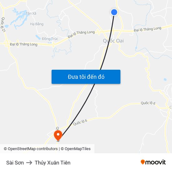 Sài Sơn to Thủy Xuân Tiên map