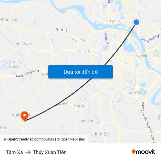 Tầm Xá to Thủy Xuân Tiên map