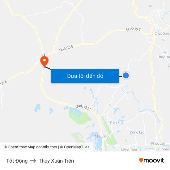 Tốt Động to Thủy Xuân Tiên map