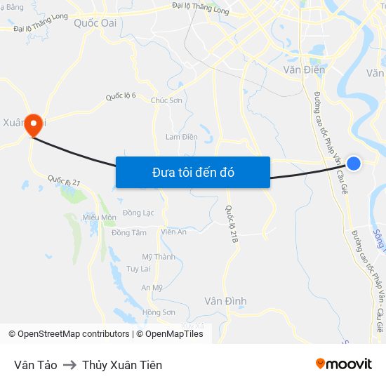 Vân Tảo to Thủy Xuân Tiên map