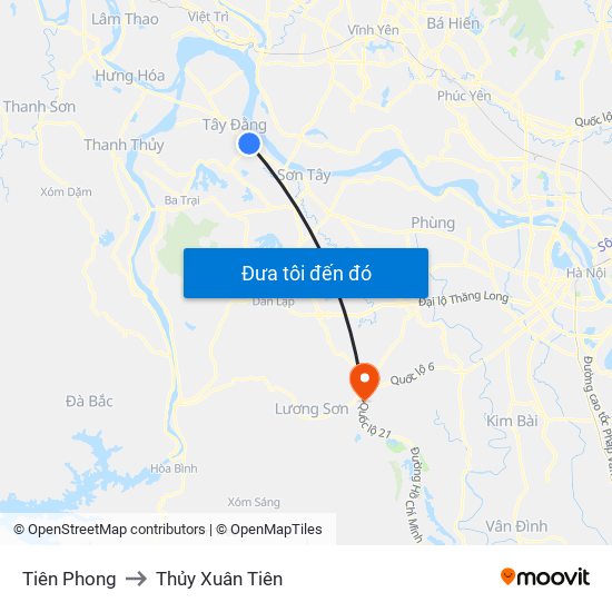 Tiên Phong to Thủy Xuân Tiên map