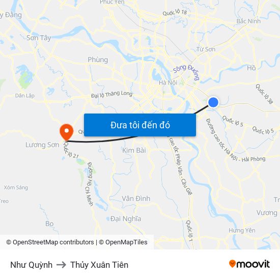 Như Quỳnh to Thủy Xuân Tiên map
