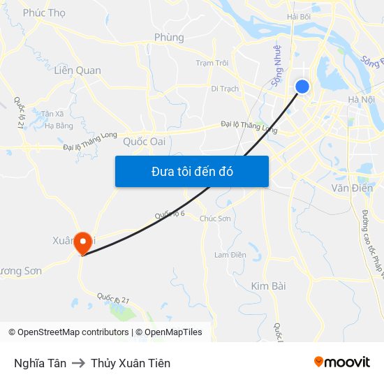 Nghĩa Tân to Thủy Xuân Tiên map