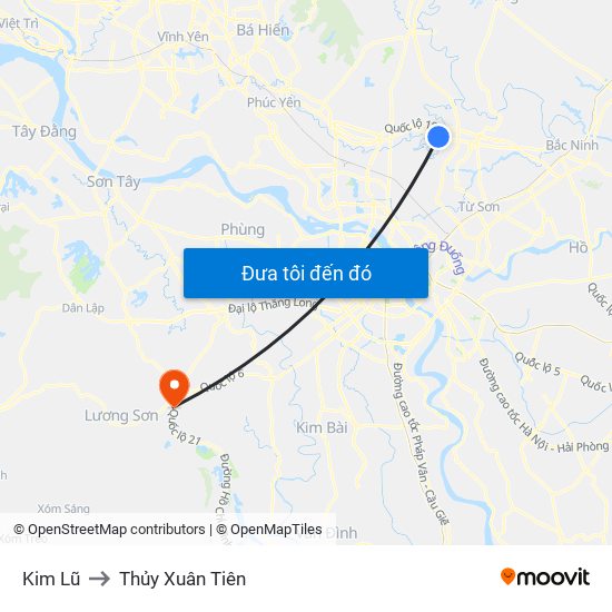 Kim Lũ to Thủy Xuân Tiên map