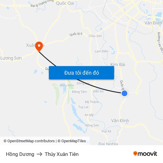 Hồng Dương to Thủy Xuân Tiên map