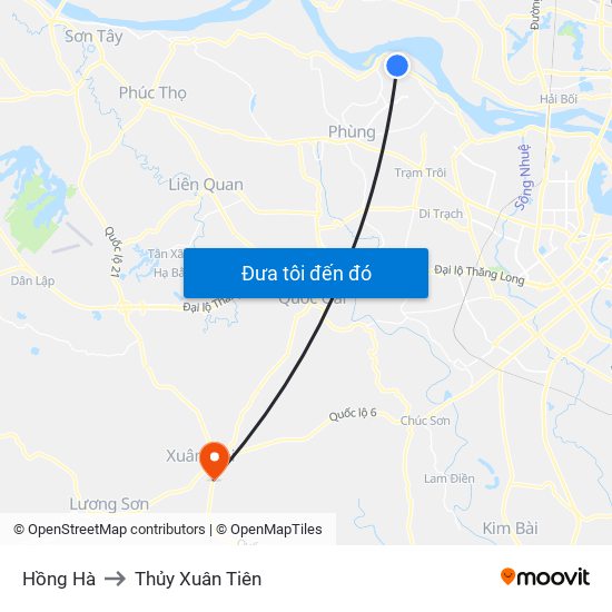Hồng Hà to Thủy Xuân Tiên map