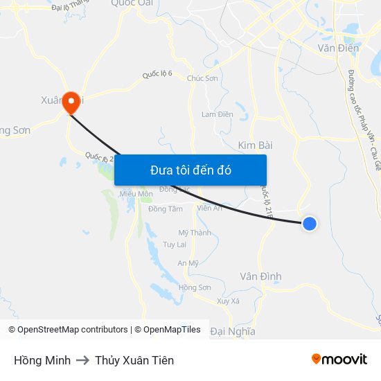 Hồng Minh to Thủy Xuân Tiên map
