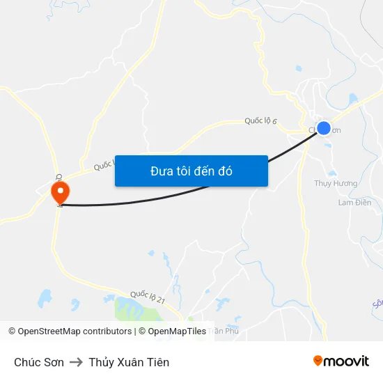Chúc Sơn to Thủy Xuân Tiên map