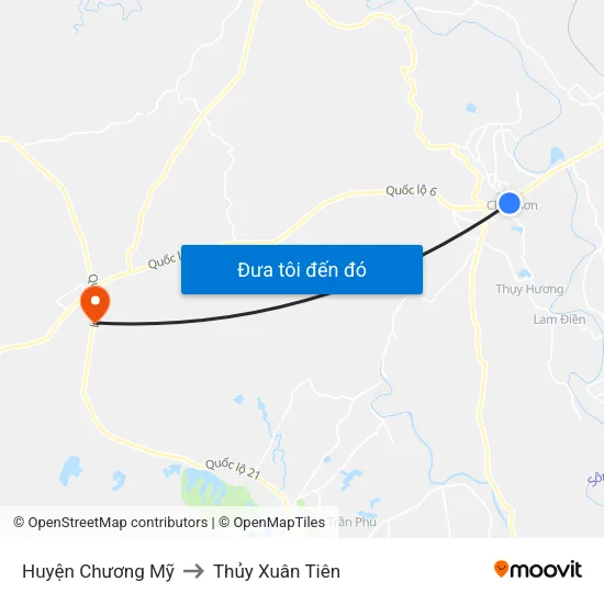 Huyện Chương Mỹ to Thủy Xuân Tiên map