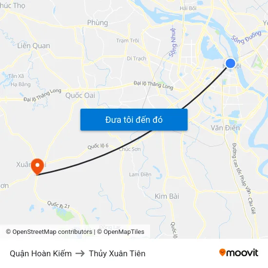 Quận Hoàn Kiếm to Thủy Xuân Tiên map