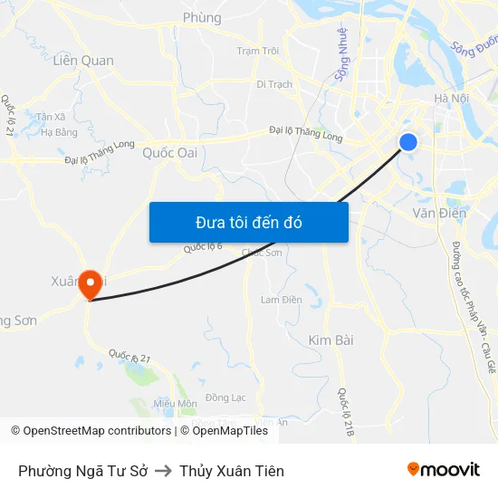 Phường Ngã Tư Sở to Thủy Xuân Tiên map