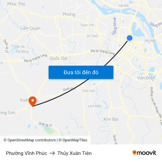 Phường Vĩnh Phúc to Thủy Xuân Tiên map