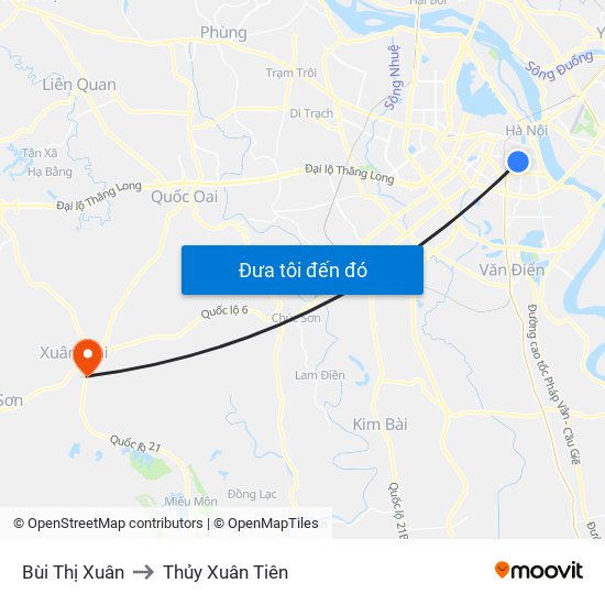 Bùi Thị Xuân to Thủy Xuân Tiên map