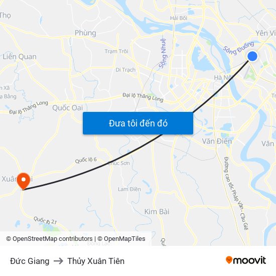 Đức Giang to Thủy Xuân Tiên map
