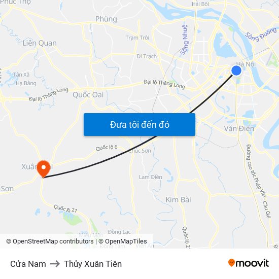 Cửa Nam to Thủy Xuân Tiên map