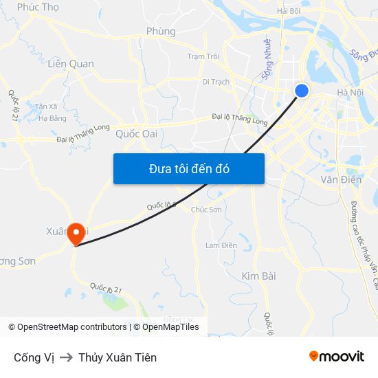 Cống Vị to Thủy Xuân Tiên map