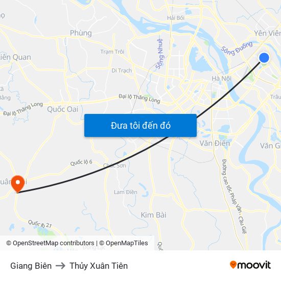 Giang Biên to Thủy Xuân Tiên map