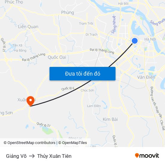 Giảng Võ to Thủy Xuân Tiên map