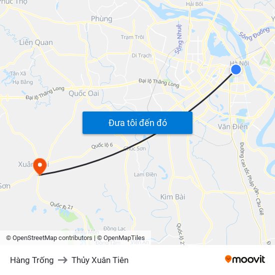 Hàng Trống to Thủy Xuân Tiên map
