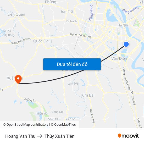 Hoàng Văn Thụ to Thủy Xuân Tiên map