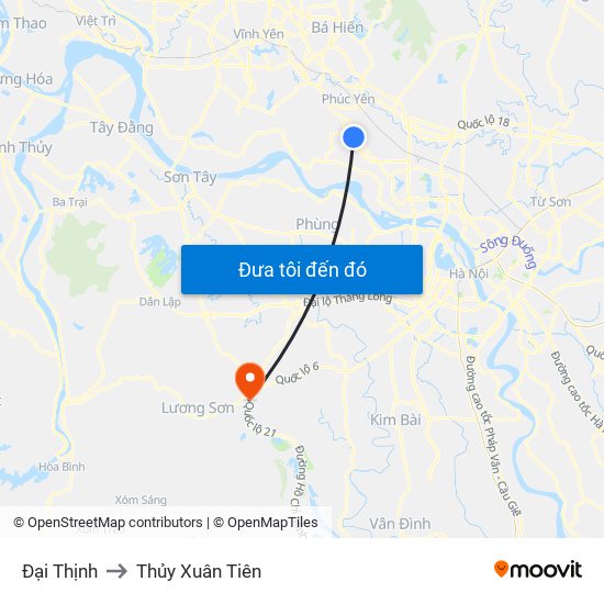 Đại Thịnh to Thủy Xuân Tiên map