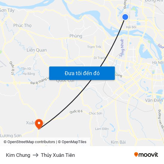 Kim Chung to Thủy Xuân Tiên map