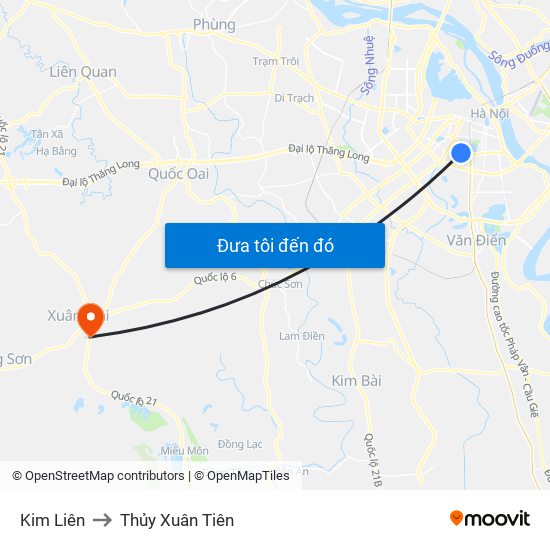 Kim Liên to Thủy Xuân Tiên map