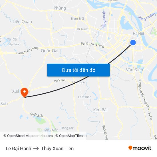 Lê Đại Hành to Thủy Xuân Tiên map