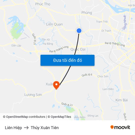 Liên Hiệp to Thủy Xuân Tiên map