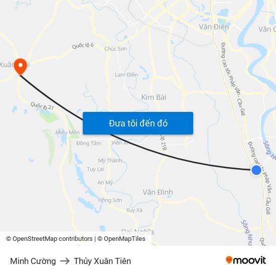 Minh Cường to Thủy Xuân Tiên map