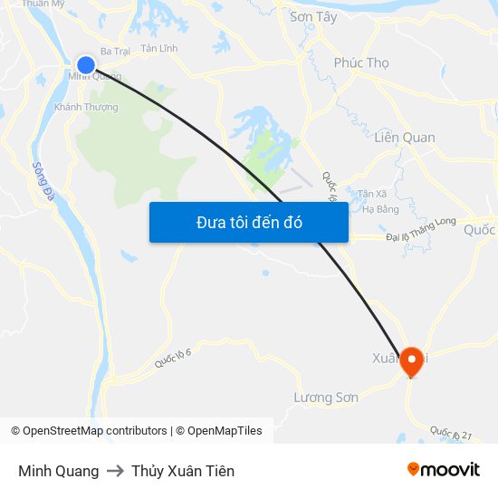 Minh Quang to Thủy Xuân Tiên map