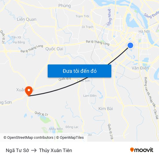 Ngã Tư Sở to Thủy Xuân Tiên map