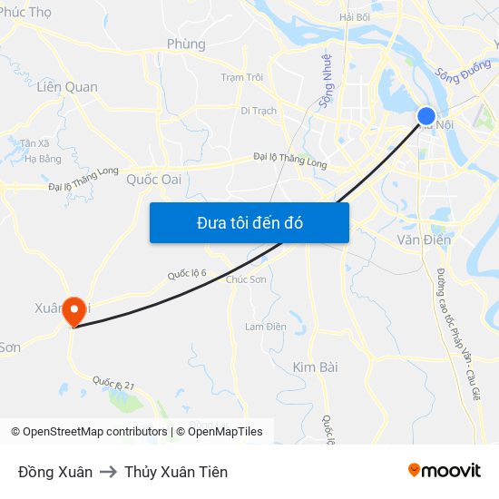 Đồng Xuân to Thủy Xuân Tiên map