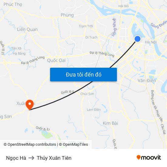 Ngọc Hà to Thủy Xuân Tiên map